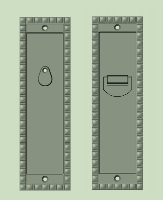 Rocky Mountain Hardware SDL Sliding Door Lock w/2 1/2" x 8 1/2" Corbel Rectangular Flush Pull
