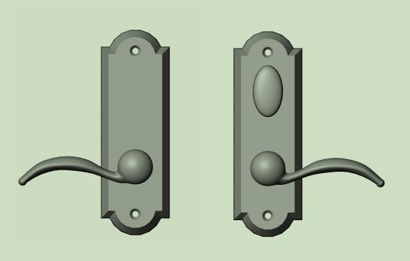 Rocky Mountain Hardware Arched Screen Door Lock Set, 2" x 6" Escutcheon