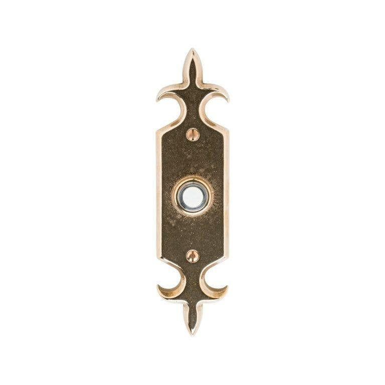 Rocky Mountain Hardware DBBE828 Fleur de Lis Door Bell Button, 2" x 8" Escutcheon