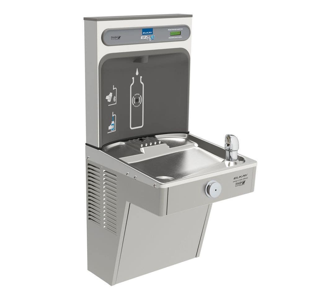 Elkay VRCGRN8WSK EZH2O Touch-Free Bottle Filling Station with Single Green Vandal-Resistant Cooler
