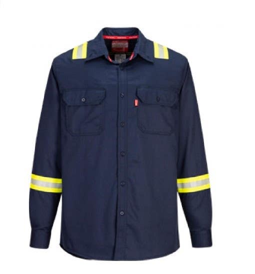 Portwest FR706 Bizflame 88/12 FR Taped Shirt, Navy
