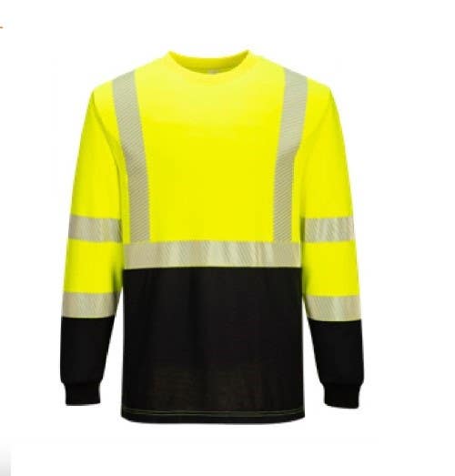 Portwest FR709 FR Hi-Vis 2-Tone Crew, Yellow/Black