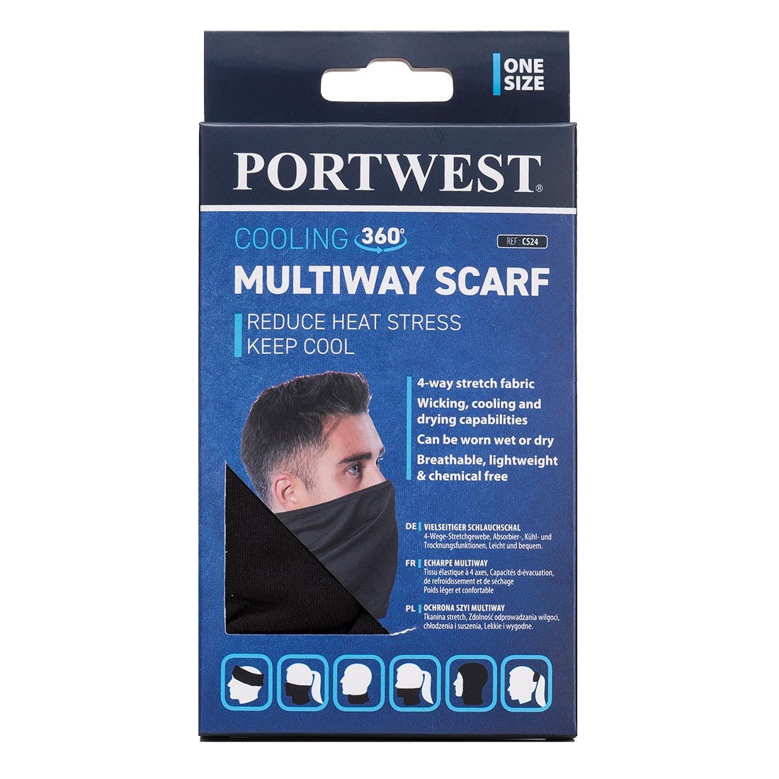 Portwest CS24 Cooling Multiway Scarf, Black