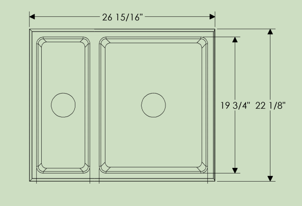 Rocky Mountain Hardware SK427 Oasis-Lago Combination Sink with drain, 26 15/16" x 22 1/8"
