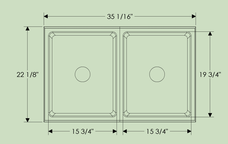 Rocky Mountain Hardware SK436 Double-Lago Combination Sink with drain, 35 1/16" x 22 1/8" x 9 13/16"