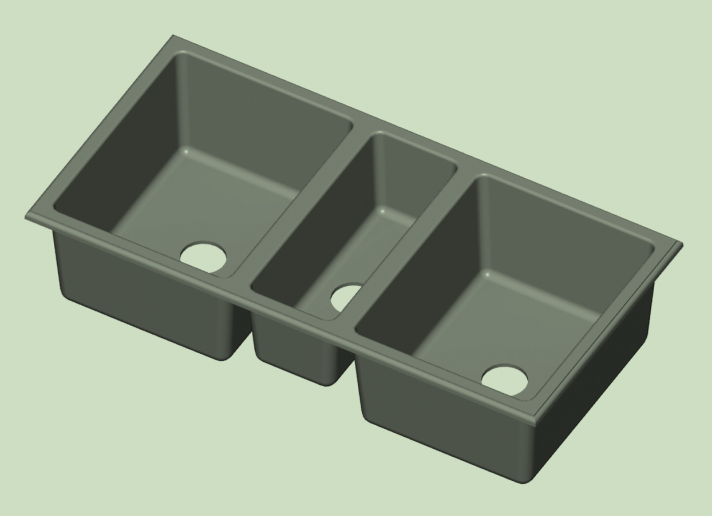 Rocky Mountain Hardware SK444 Lago-Oasis-Lago Combination Sink with drain, 44 1/8" x 22 1/8"