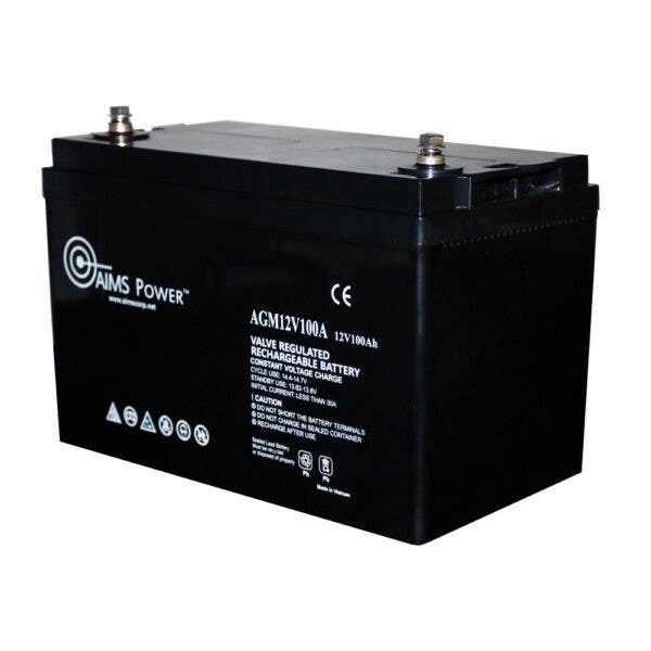 Aims Power AGM12V100A AGM 12V 100Ah Deep Cycle Battery Heavy Duty