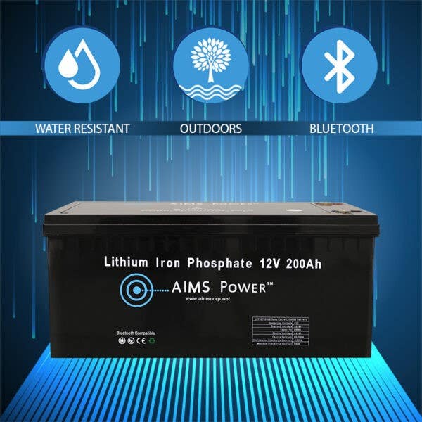 Aims Power LFP12V200B LiFePO4 12 volt 200 AH Lithium Battery - Bluetooth