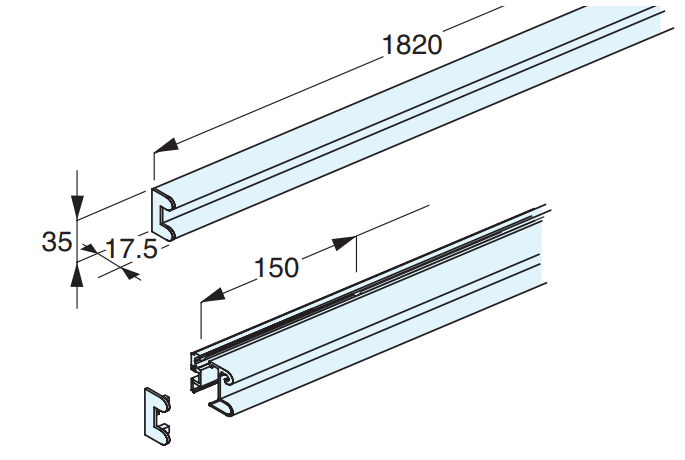 Sugatsune EX022-21 FLUQS 25 Wall Shelving System, Finish-Anodized