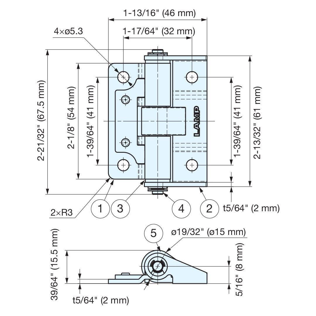 Sugatsune HG-TQS15 Cabinet One Way Torque Hinge