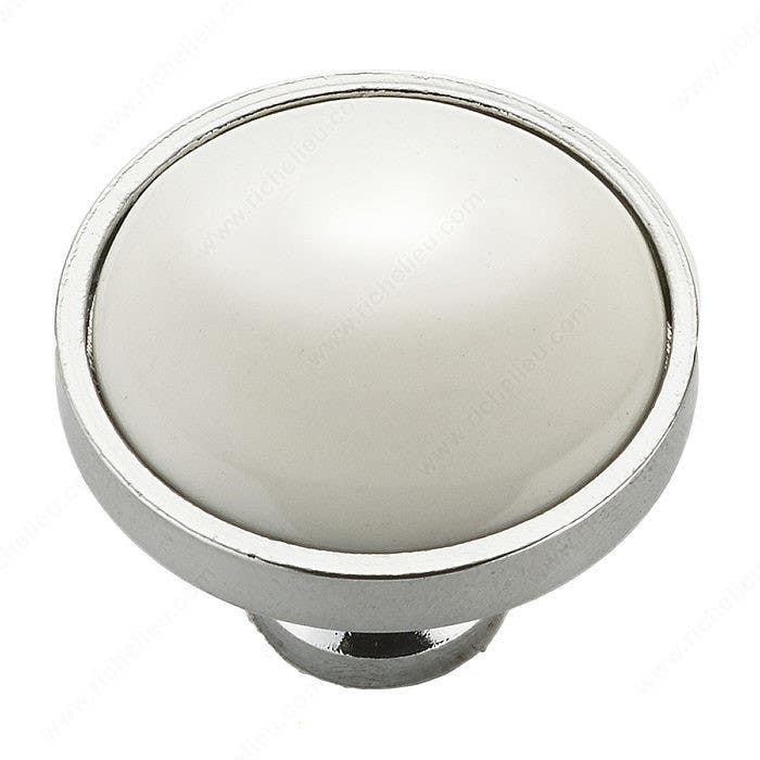 Richelieu BP441814030 Eclectic Metal or Brass and Ceramic Knob