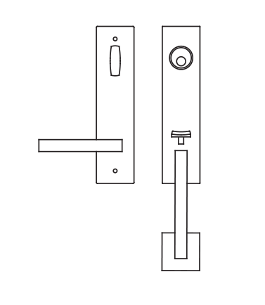 Karcher Design UET60 Studio One Tubular Entry Set w/ Escutcheon Plate, Grip/Lever