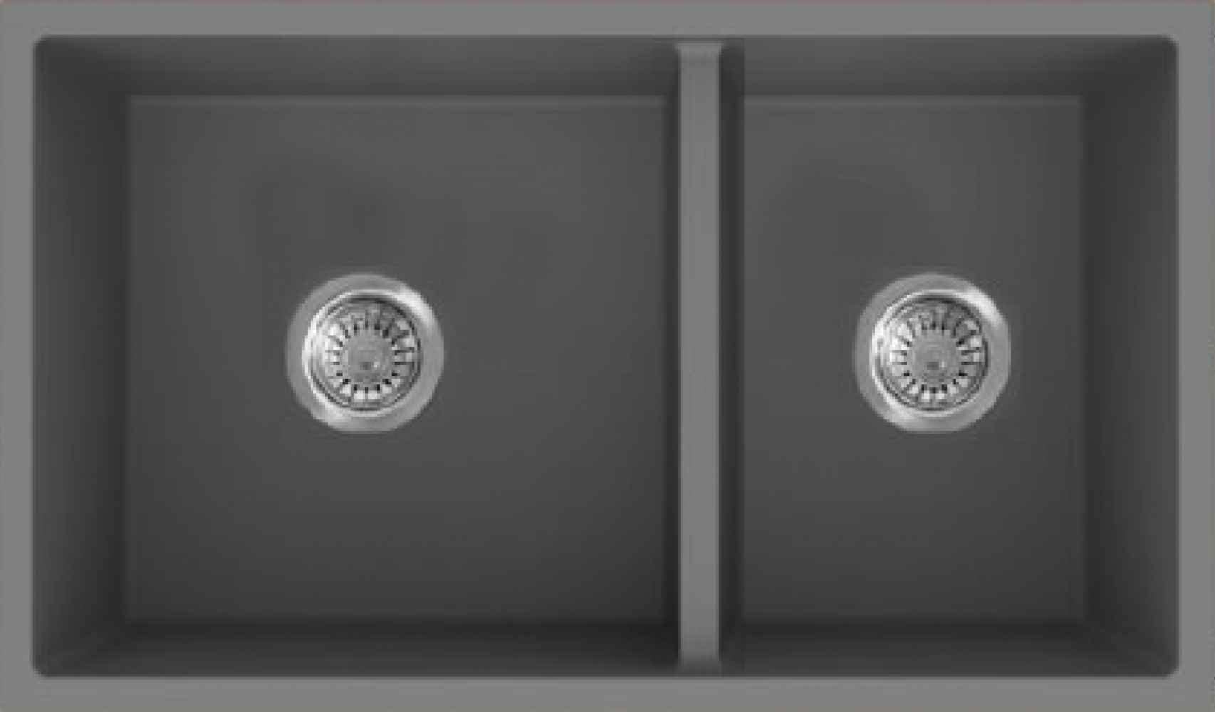 American Imaginations 2ZQNU 34" Grey Granite Composite Kitchen Sink w/ 2 Bowl, CSA Approved