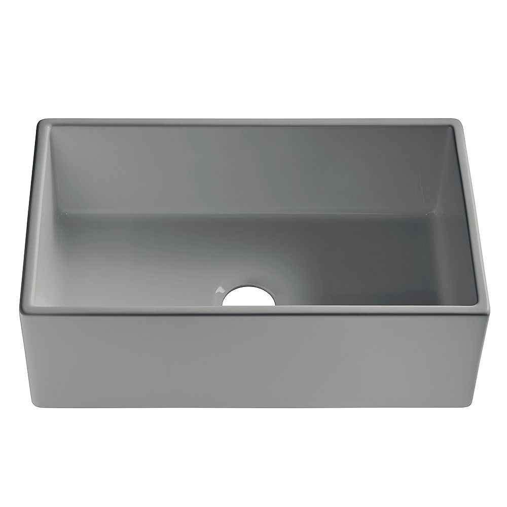 American Imaginations 2ZQPR 33" Grey Granite Composite Kitchen Sink w/ 1 Bowl, Semi-Recessed