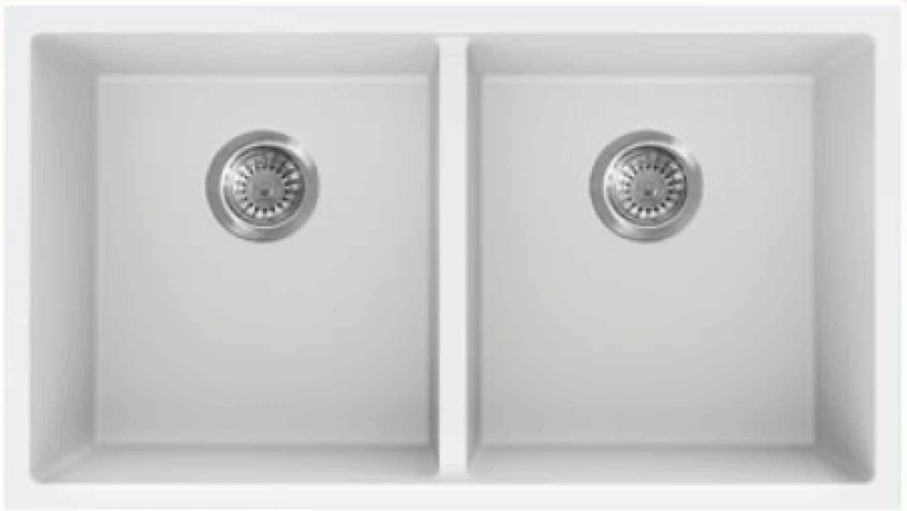 American Imaginations 2ZQOD 34" White Granite Composite Kitchen Sink w/ 2 Bowl, CSA Approved