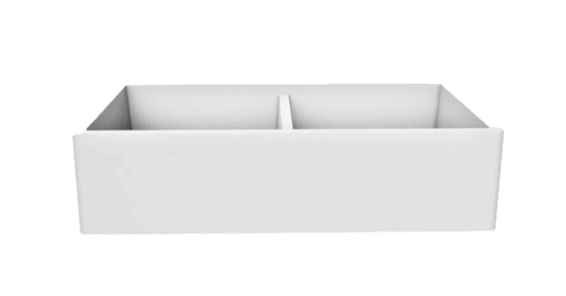 American Imaginations 2ZMJD 36" White Granite Composite Kitchen Sink w/ 2 Bowl, Deck Mount Faucet