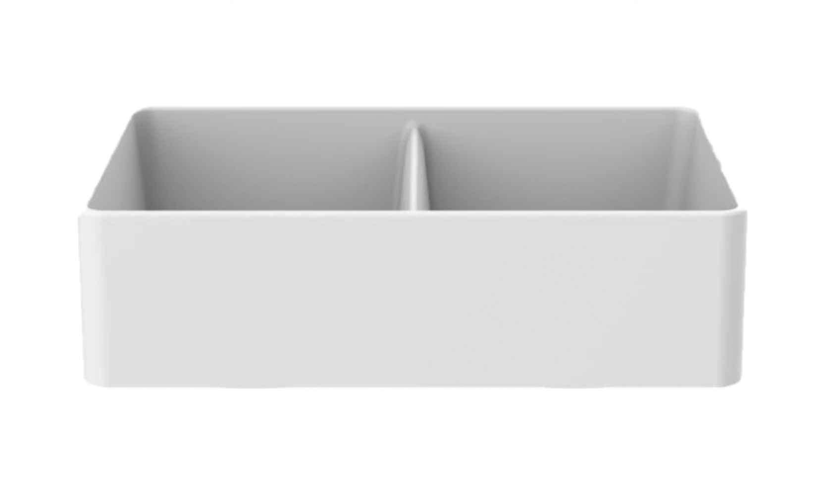 American Imaginations 2ZML7 33" White Granite Composite Kitchen Sink w/ 2 Bowl, Semi Recessed