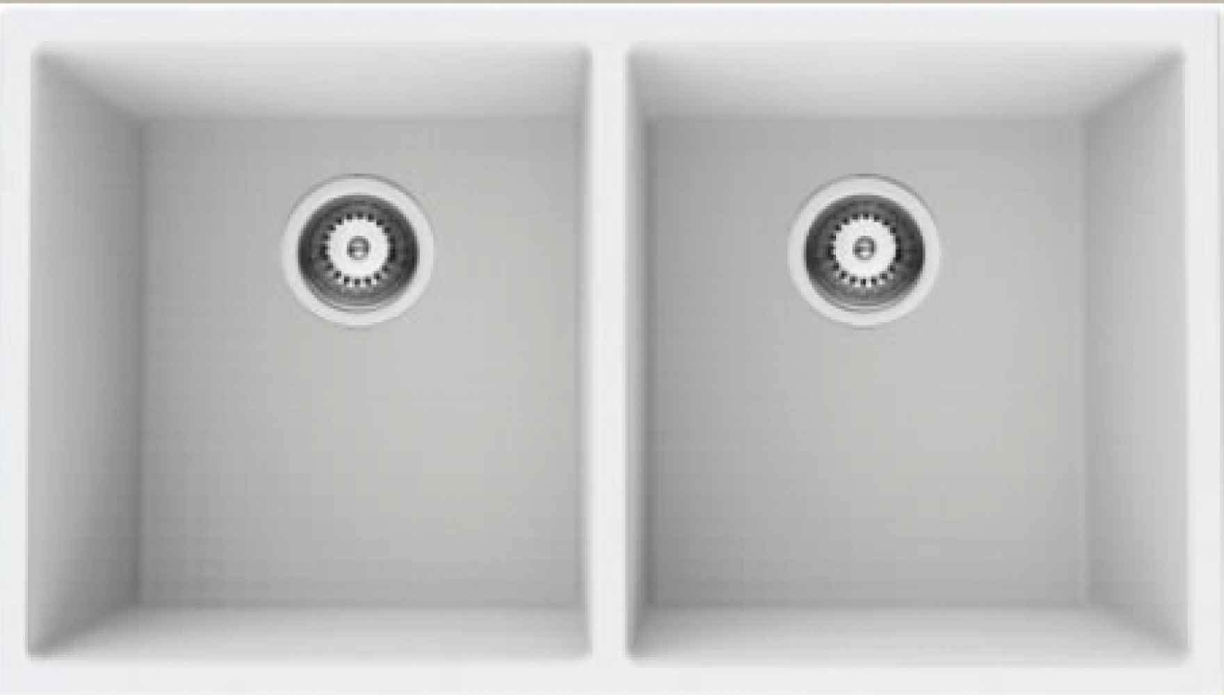 American Imaginations 2ZQNN 32" White Granite Composite Kitchen Sink w/ 2 Bowl, Modern Style