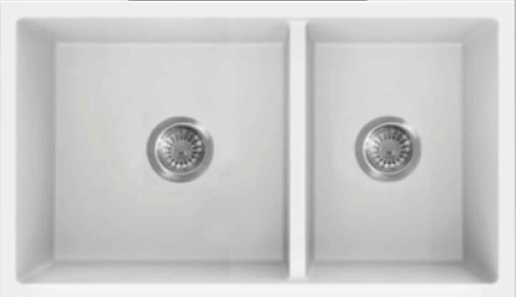 American Imaginations 2ZQL9 27" White Granite Composite Kitchen Sink w/ 2 Bowl