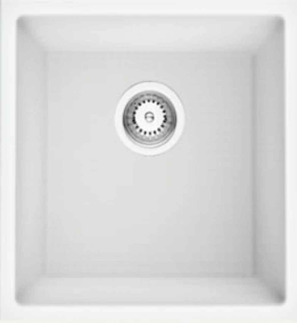 American Imaginations 2ZQO2 15" White Granite Composite Kitchen Sink w/ 1 Bowl, Modern Style