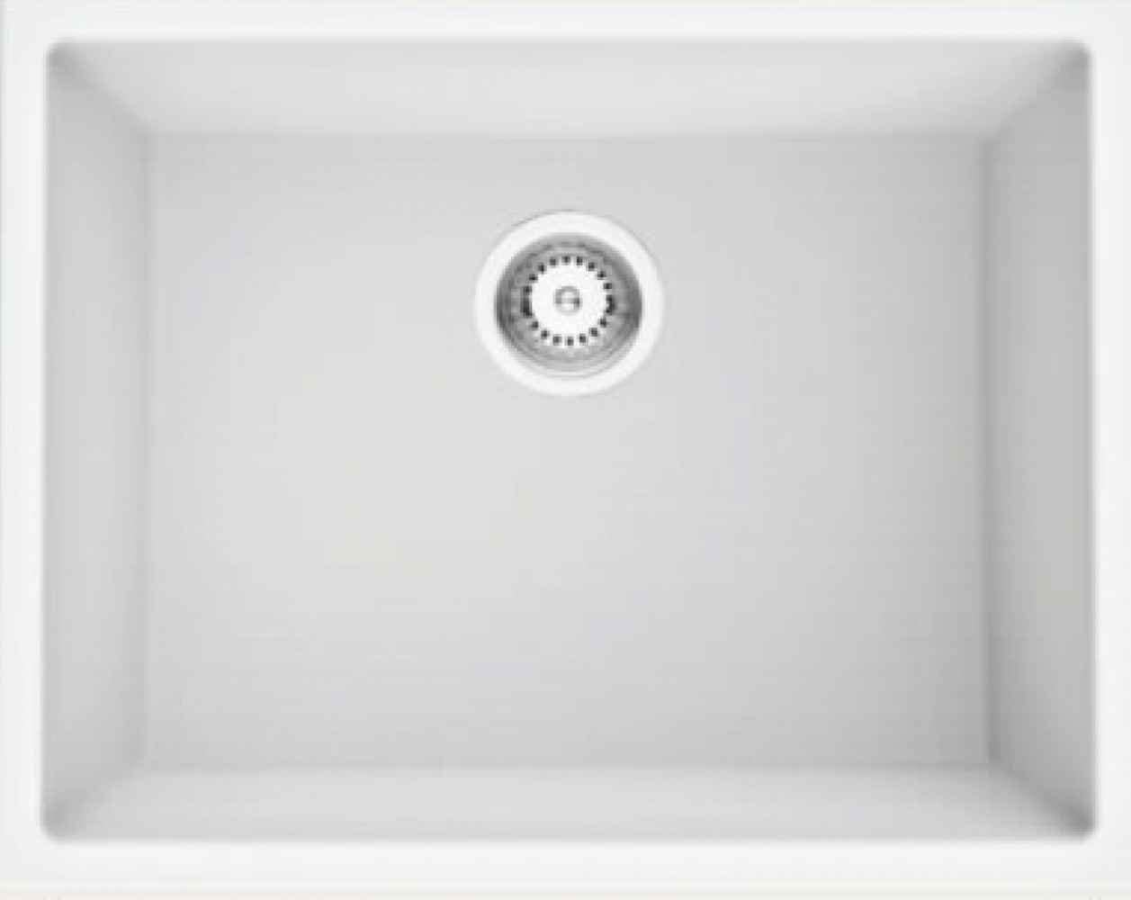 American Imaginations 2ZQO3 23" White Granite Composite Kitchen Sink w/ 1 Bowl, Modern Style