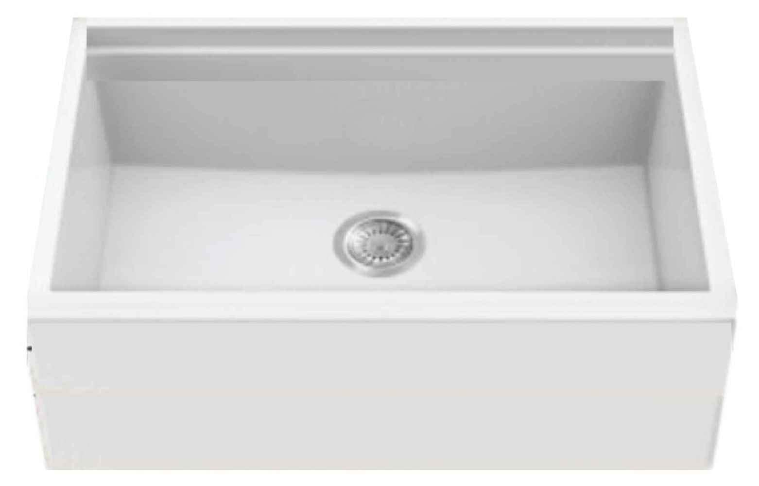 American Imaginations 2ZQOB 33" White Granite Composite Kitchen Sink w/ 1 Bowl, Modern Style