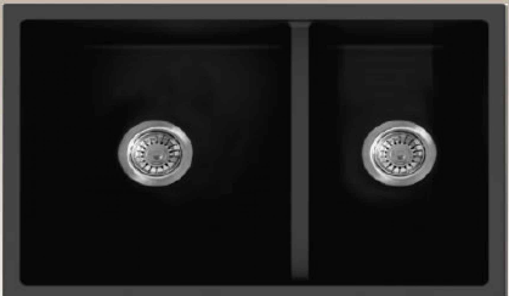 American Imaginations 2ZQN2 33" Black Granite Composite Kitchen Sink w/ 2 Bowl, Modern Style