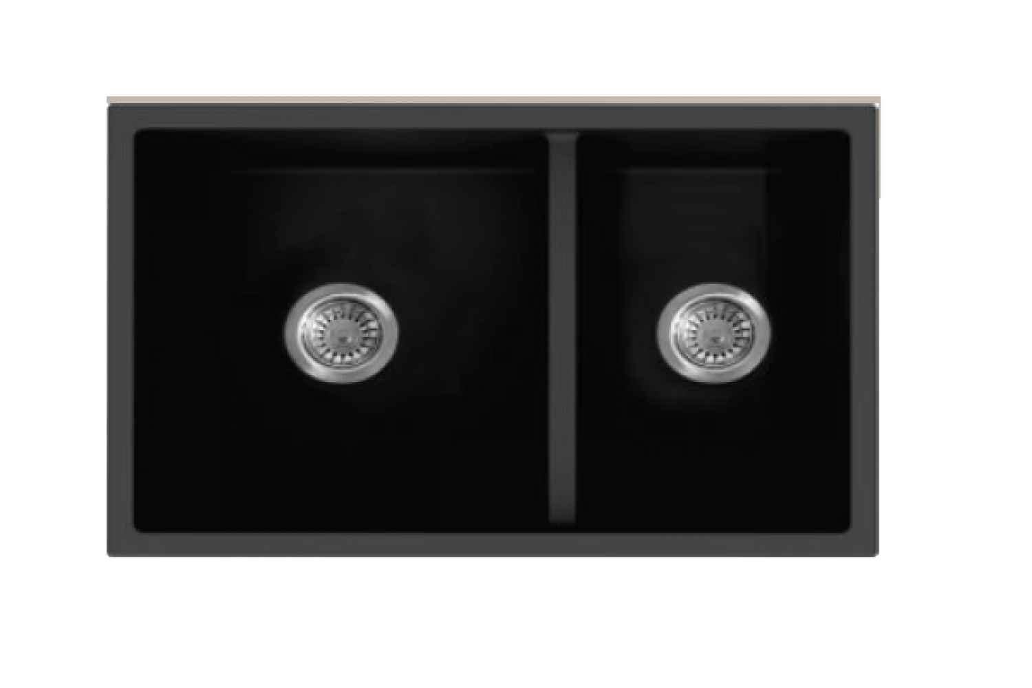 American Imaginations 2ZQLB 27" Black Granite Composite Kitchen Sink w/ 2 Bowl, Modern Style