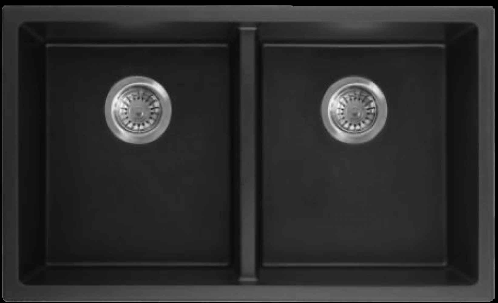 American Imaginations 2ZQN5 34" Black Granite Composite Kitchen Sink w/ 2 Bowl, Modern Style