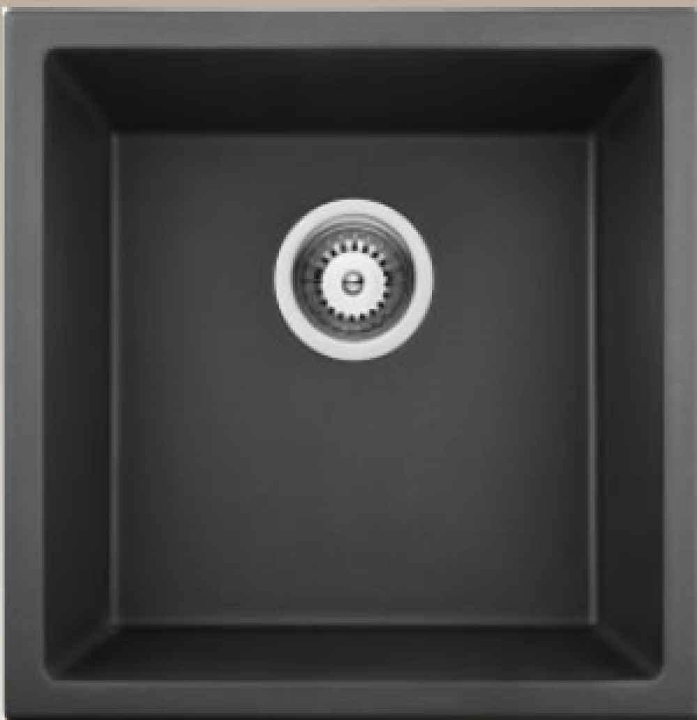 American Imaginations 2ZQN1 15" Black Granite Composite Kitchen Sink w/ 1 Bowl, Modern Style