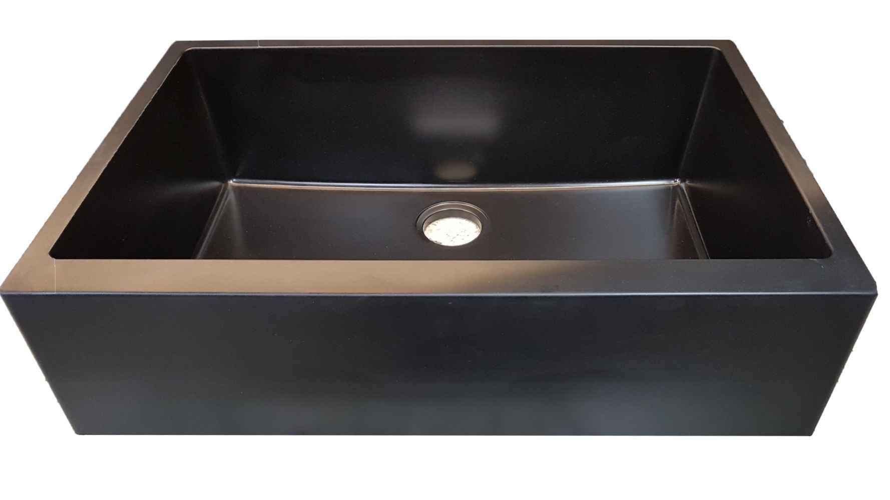 American Imaginations 2ZQMZ 30" Black Granite Composite Kitchen Sink w/ 1 Bowl, Semi-Recessed