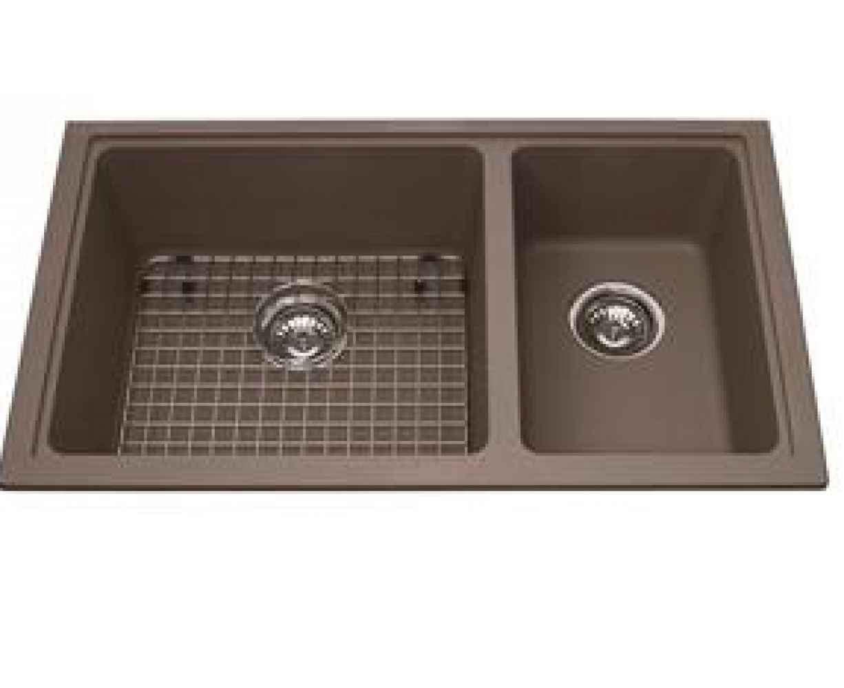 American Imaginations 2ZQQN 34" Granite Composite Coffee Kitchen Sink w/ 2 Bowl, Modern Style