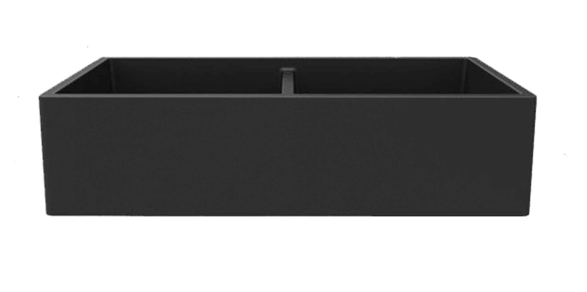 American Imaginations 2ZMKX 36" Black Granite Composite Kitchen Sink w/ 2 Bowl, Wall Mount Faucet