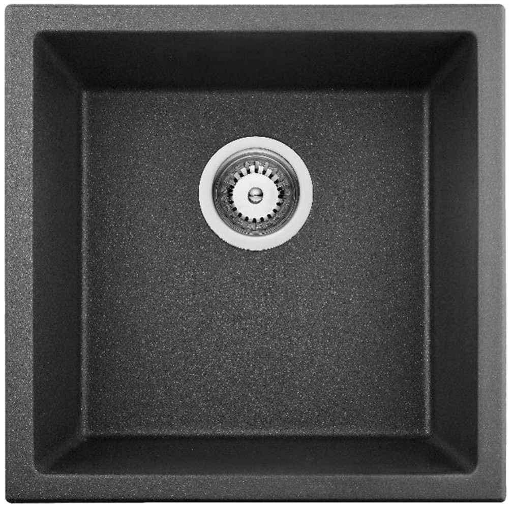 American Imaginations 2ZMKU 17" Black Granite Composite Kitchen Sink w/ 1 Bowl, Wall Mount Faucet