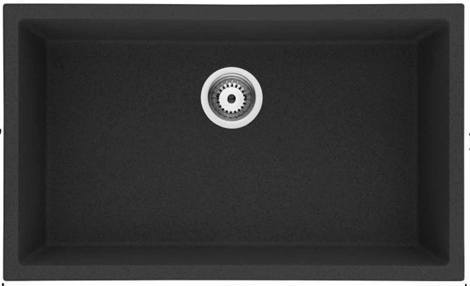 American Imaginations 2ZMKZ 30" Black Granite Composite Kitchen Sink w/ 1 Bowl, Wall Mount Faucet