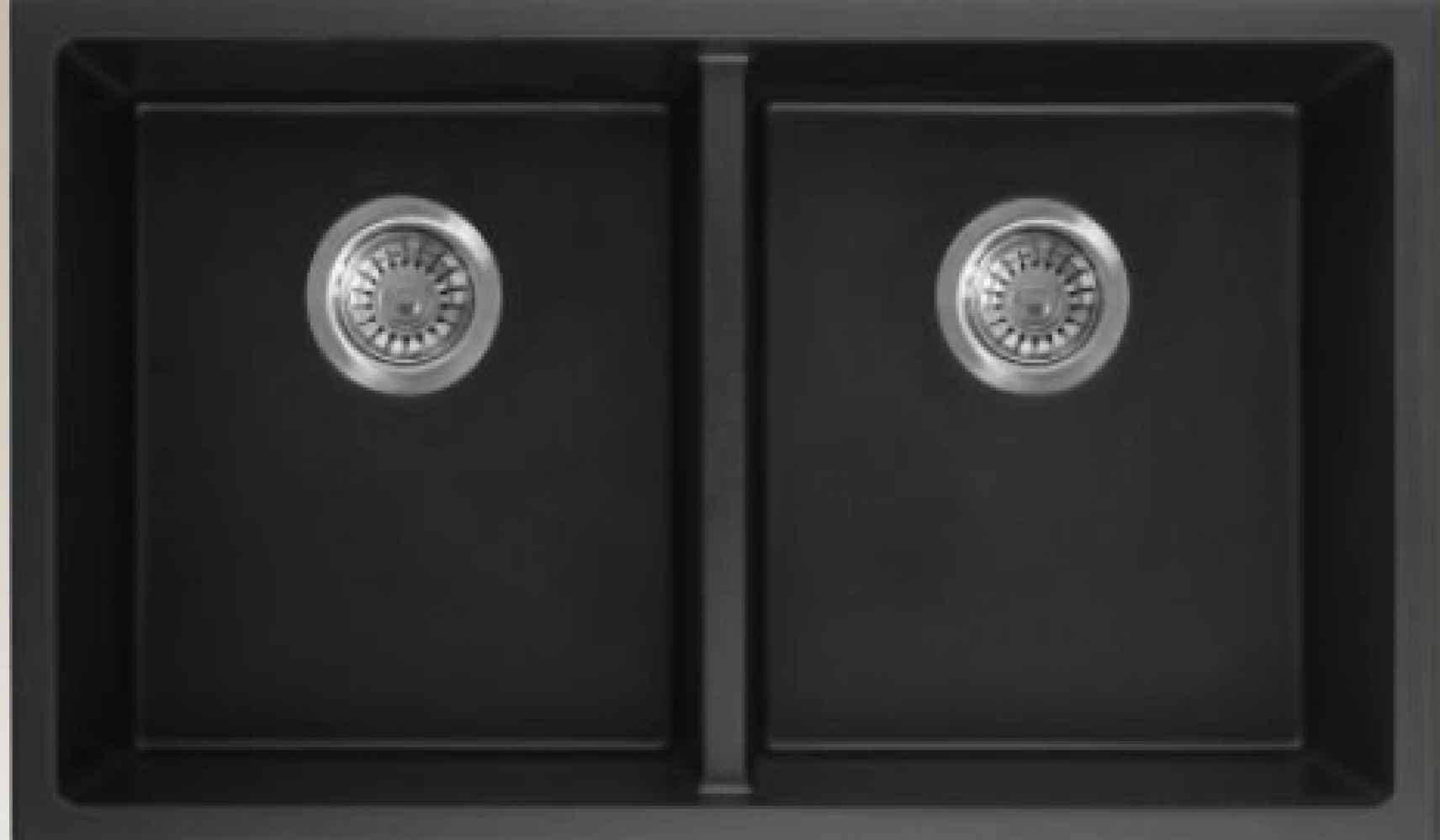 American Imaginations 2ZQND 30" Black Granite Composite Kitchen Sink w/ 2 Bowl, Modern Style