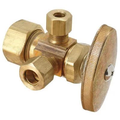 Brass Craft CR1901LRX RD Brass Dual Outlet Stop Valve, 5/8 x 3/8 x 3/8-In.