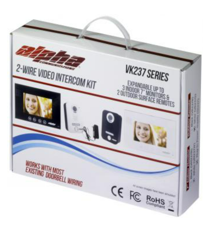 Alpha Communication VK237WS Series 2-Wire Color Video Intercom Kit w/o Smart Phone Adapter