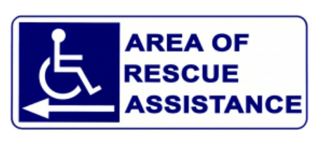 Alpha Communication SN-P42 White Plastic with Blue letter Area of Rescue Assistance Sign