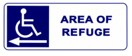 Alpha Communication SN-P42R White Plastic with Blue letter Area Of Refuge Sign