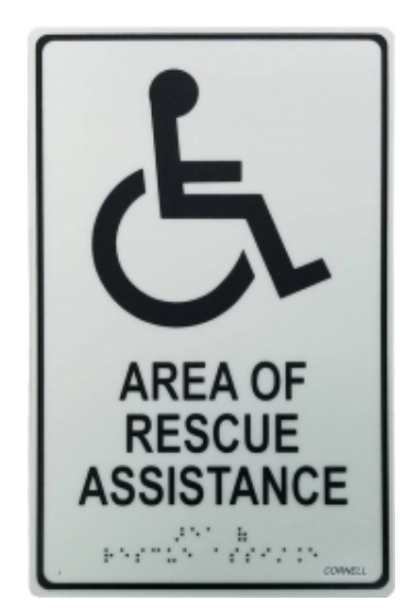 Alpha Communication SN-P48SL Photoluminescent Area of Rescue Assistance Sign- Braille