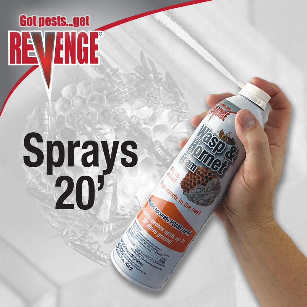 Bonide Products Inc 4643 Revenge, Wasp & Hornet Killer, Foam Aerosol, 15 oz.