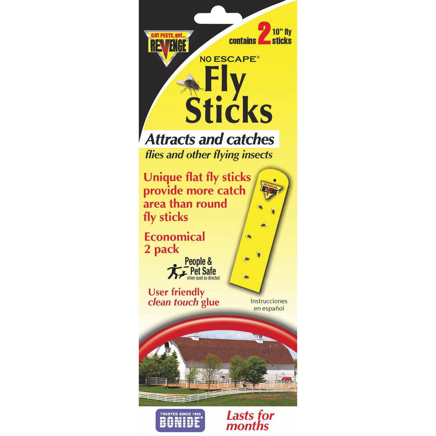 Bonide Products Inc 46190 No Escape, Fly Sticks, 10", 2/Pk