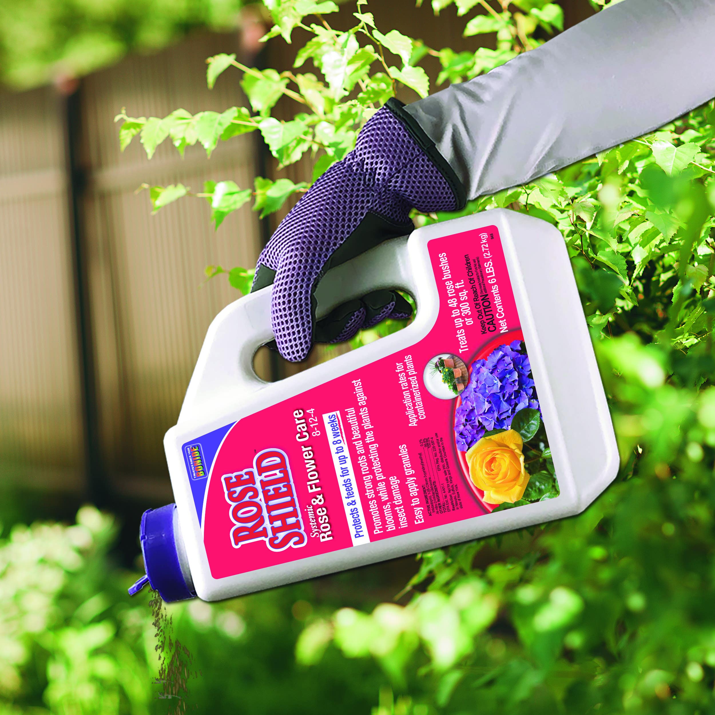 Bonide Products Inc 946 Rose Shield, Systemic Rose & Flower Care, 8-12-4 Formula, Granules, 6 Lbs.