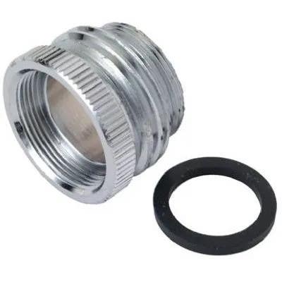 Brass Craft SF0022X Brass Adapter, Chrome-Plated, 5-64-In. x 27 Female Thread x 3/4-In. Male Hose Thread x 55/64-In. x 27 Male Thread