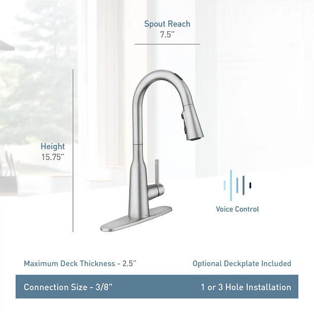 Moen Inc 87272EVSRS Zyla Smart Kitchen Faucet, One-Handle Pulldown, Spot Resist Stainless