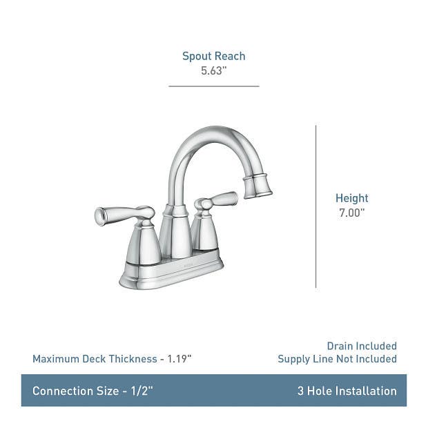 Moen Inc 84943BL Banbury, Two-Handle High Arc 4" Centerset Bathroom Faucet, Matte Black