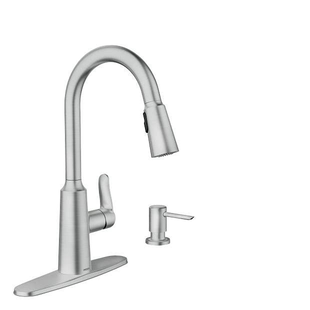 Moen Inc 87028 Series, Edwyn, One-Handle High Arc Pulldown Kitchen Faucet w/ Soap Dispenser