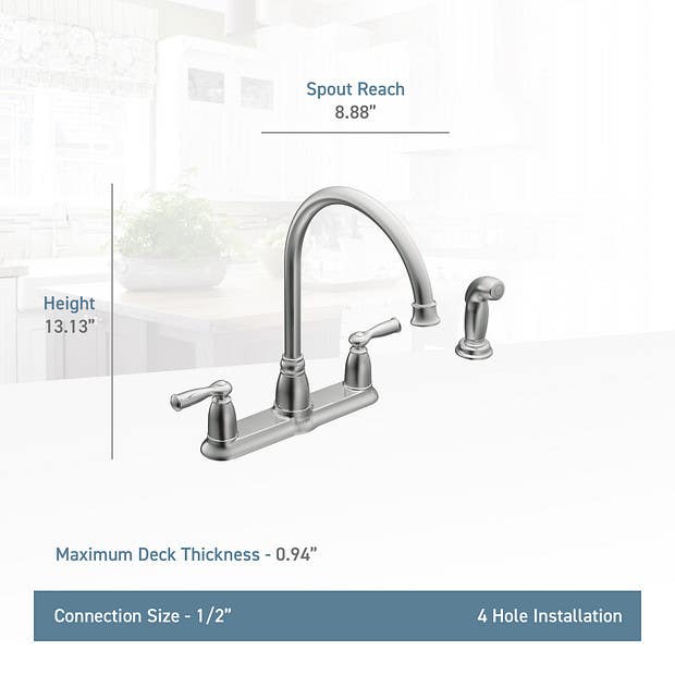 Moen Inc CA87000SRS Banbury, Two-Handle High Arc Kitchen Faucet w/Side Spray, Spot Resist Stainless