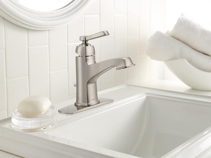 Moen Inc WS84805S Boardwalk, Spot Resist Brushed Nickel One-Handle High Arc Bathroom Faucet